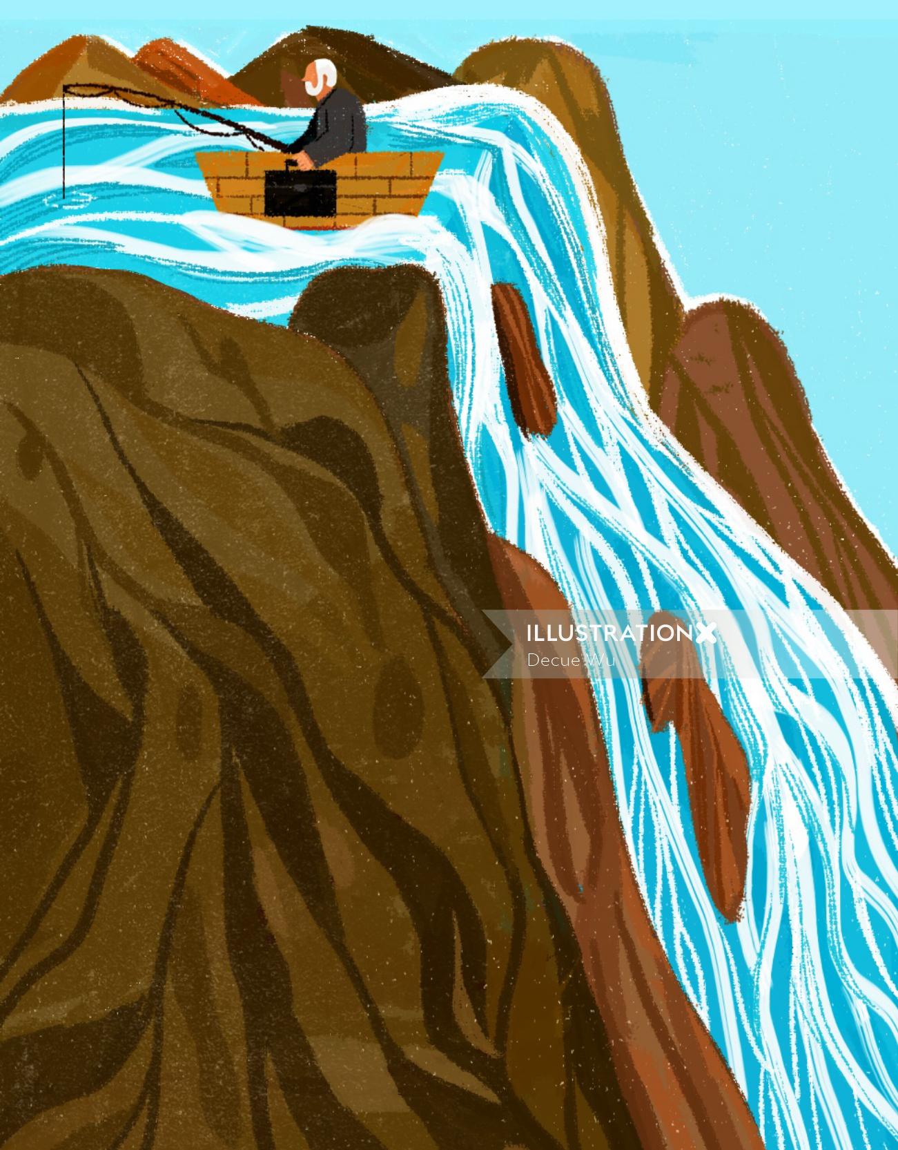 Pintura digital das Cataratas do Niágara para a revista Time
