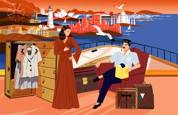 Lifestyle illustration of boat traveling 