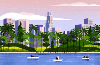 Illustration de style de vie de vacances sur la rivière