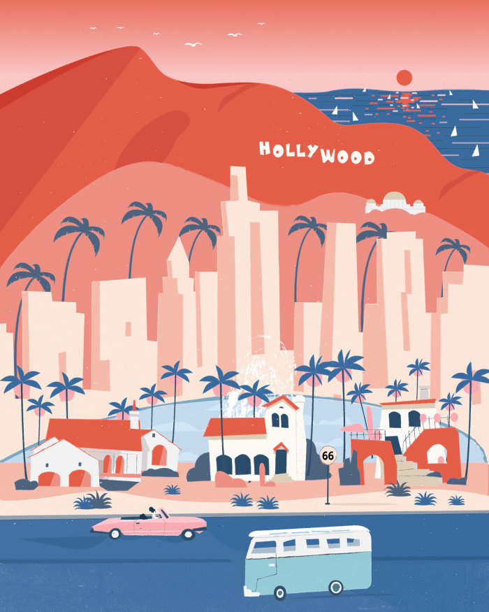 Illustration of City of Angels for Chinese scarf fashion brand Lost Pattern