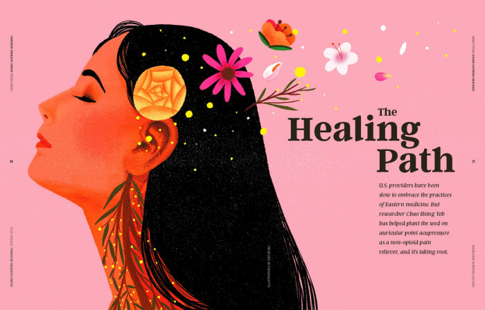 Editorial illustration on paths to pain relief