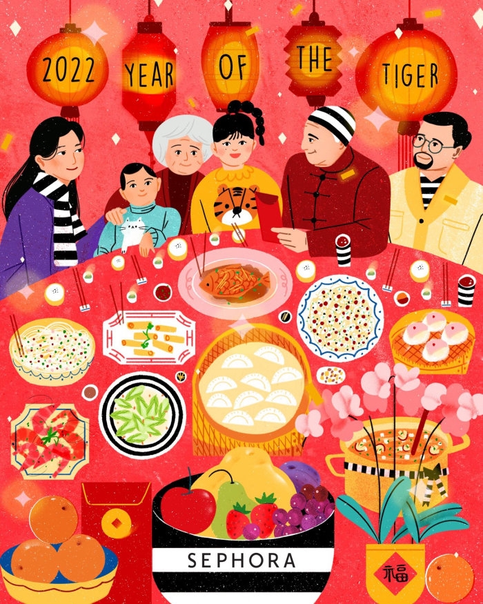 Chinese new year festive artwork for Sephora