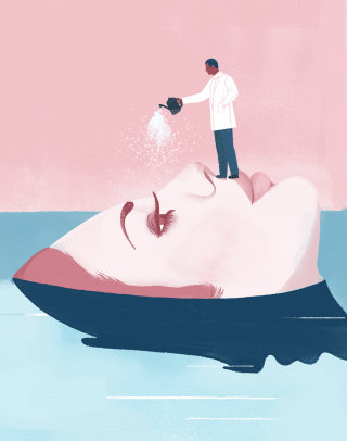Tratamiento acuoso para la piel: una ilustración editorial de Decue Wu