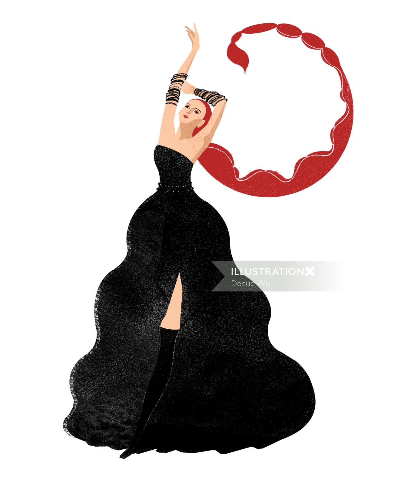 Ilustração de moda para a Vogue China Mini por Decue Wu