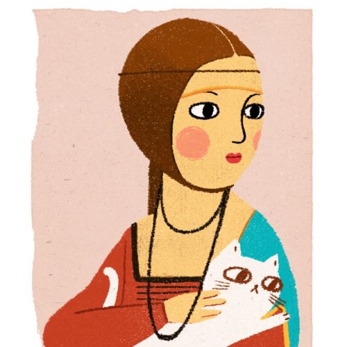 Painting of a lady with cat