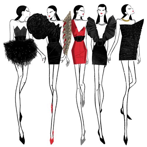 An illustration women slim wear dressing