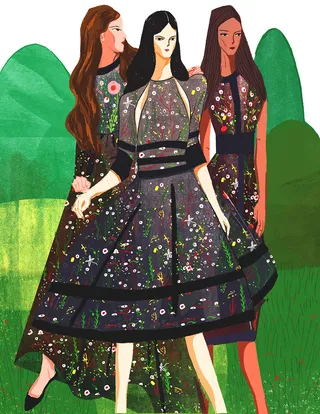 An illustration of women dressing