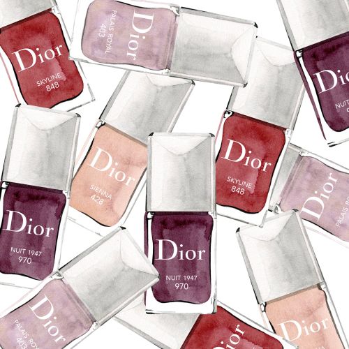 Water colour illustration of Dior Vernis nail colours