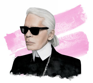 Ilustração de retrato de Karl Lagerfeld