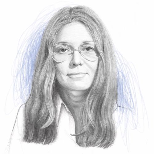 Sketch of Gloria Steinem in pencil