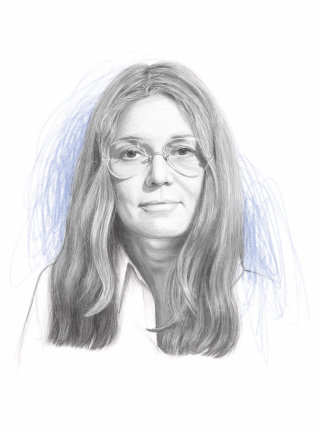 Sketch of Gloria Steinem in pencil