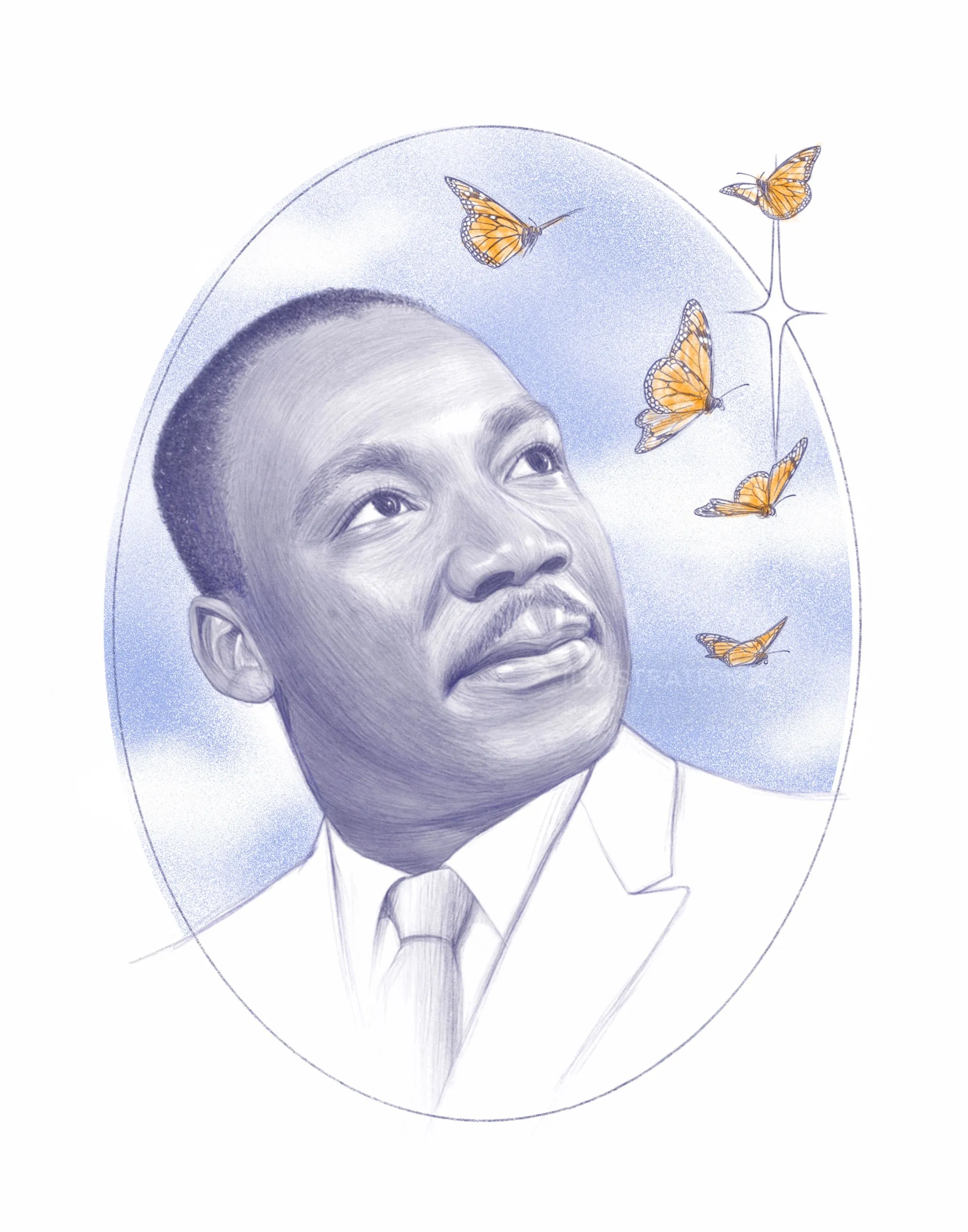 Artistic rendering of Martin Luther King Jr. in portrait style