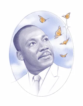 Artistic rendering of Martin Luther King Jr. in portrait style