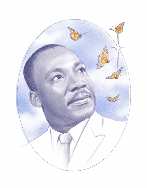 Artistic rendering of Martin Luther King Jr. in portrait style