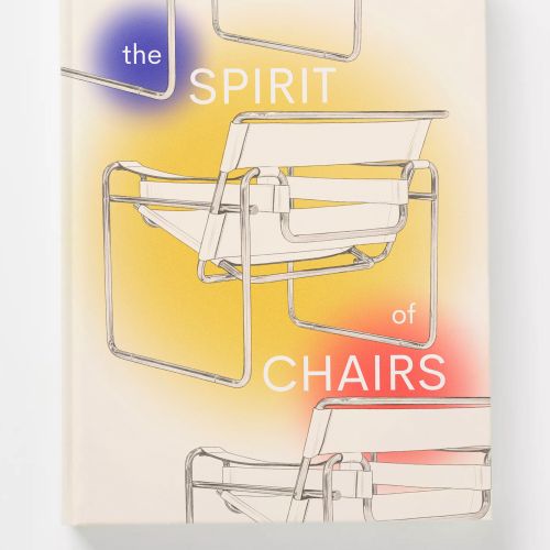 Book cover with Bauhaus-inspired Wassily chair illustrations