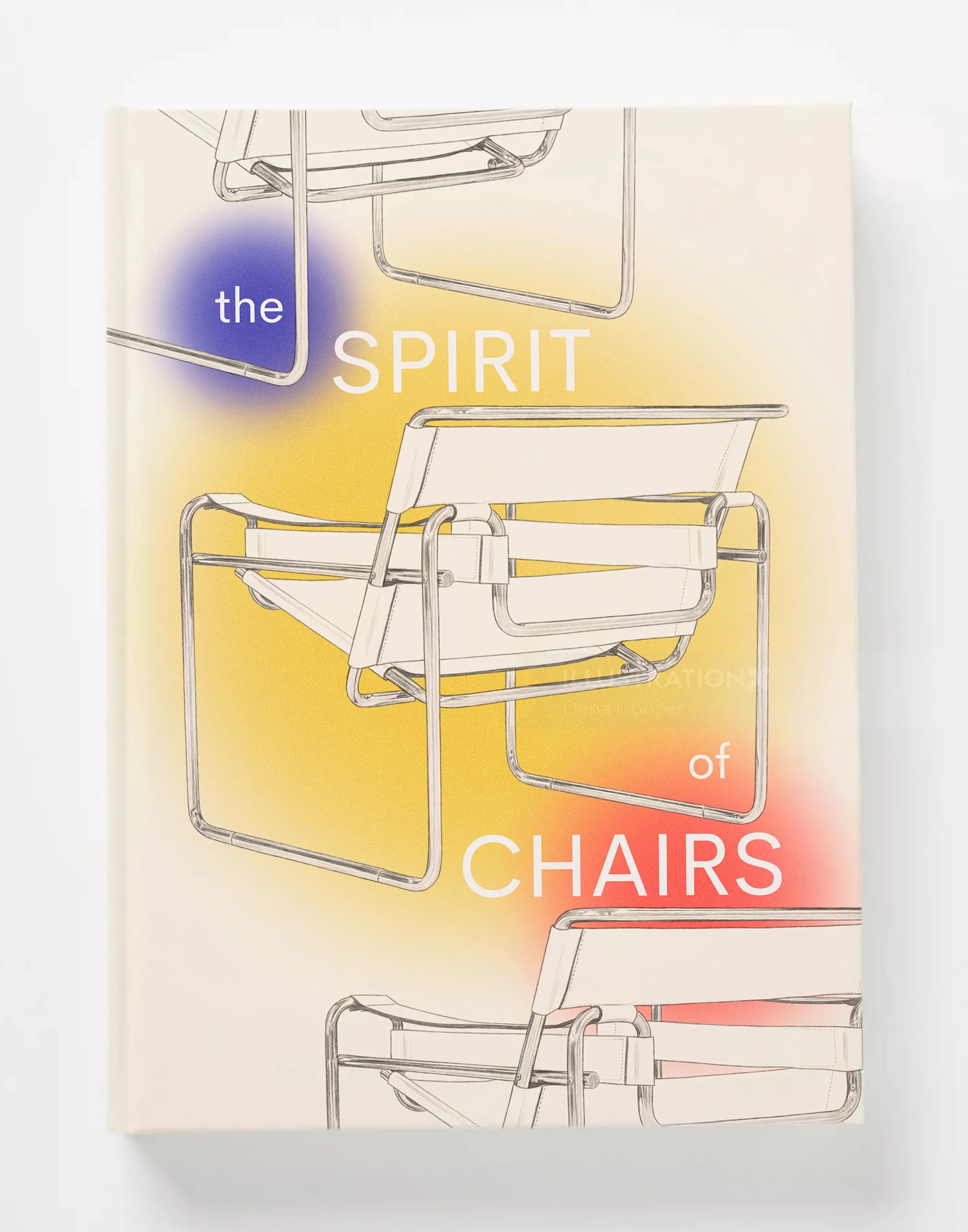 Book cover with Bauhaus-inspired Wassily chair illustrations