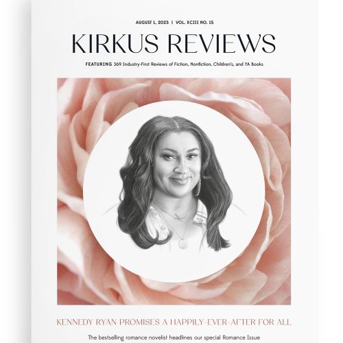 Portrait of Kennedy Ryan on Kirkus Reviews cover with pink rose background