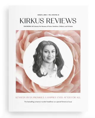 Portrait of Kennedy Ryan on Kirkus Reviews cover with pink rose background