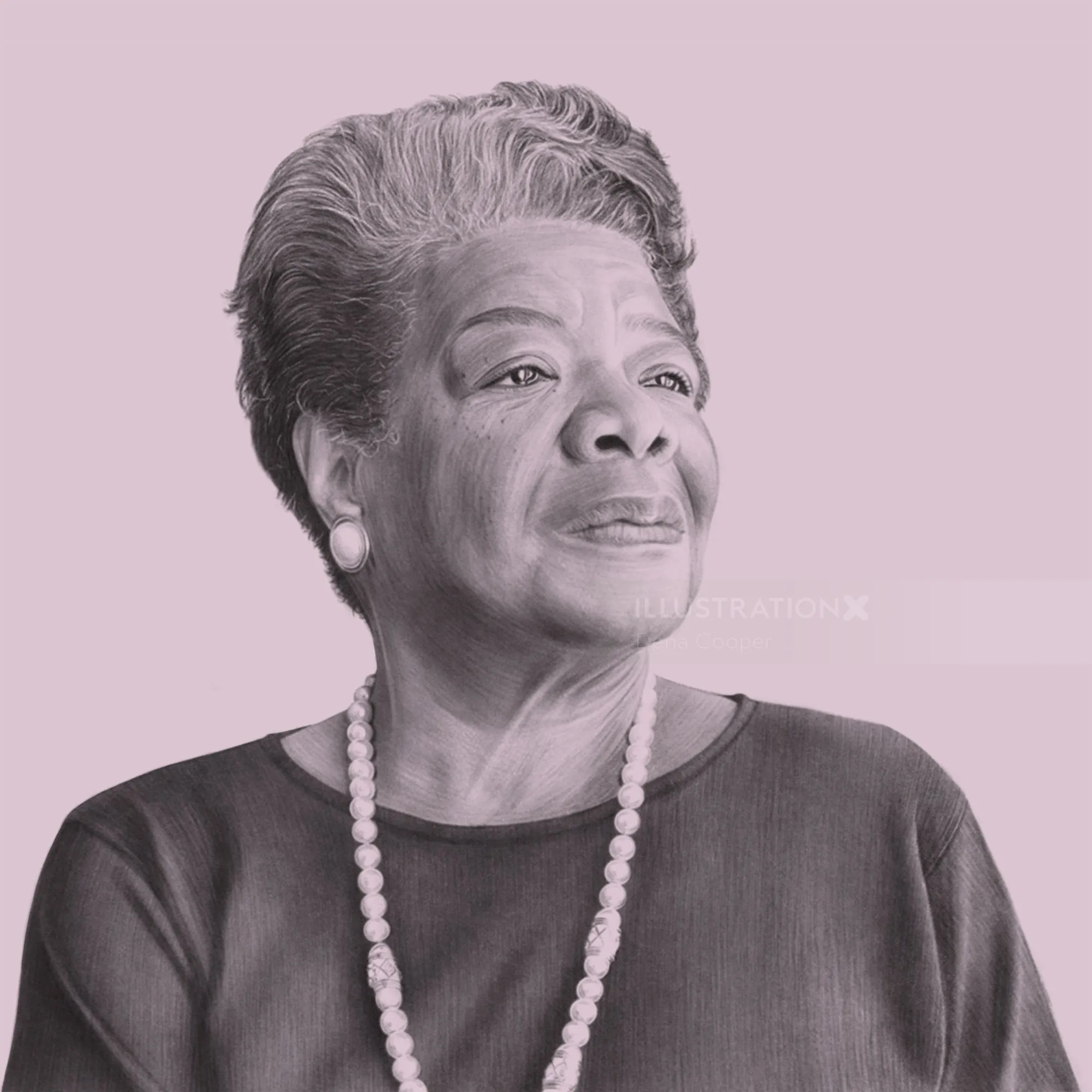 Portrait of Maya Angelou looking thoughtfully to the side