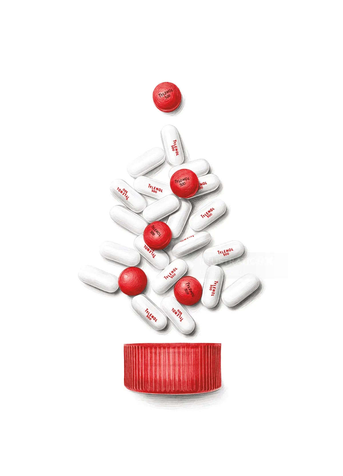 Christmas tree made from Tylenol pills and caps by Dena Cooper
