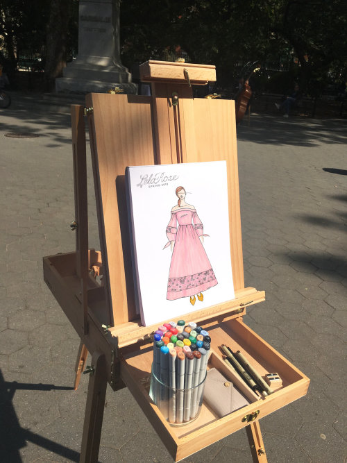 Live Event drawing of women in frock

