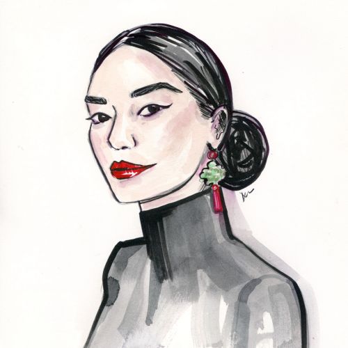 Live Event drawing portrait of woman
