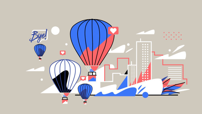 Illustration graphique du parachute Bye
