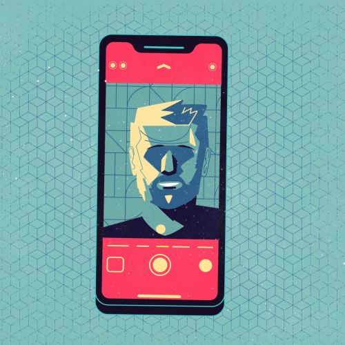 Graphic mobile screen with man