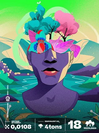 Surreal purple head with plants and nature background by Denis Freitas