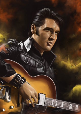 Un portrait réaliste du chanteur américain Elvis Presley