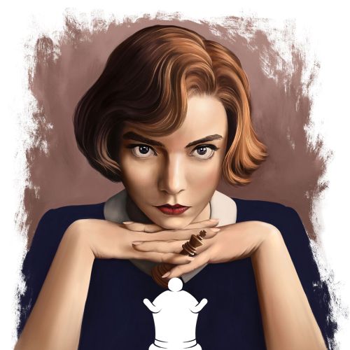 Portraiture of fictional character, Beth Harmon