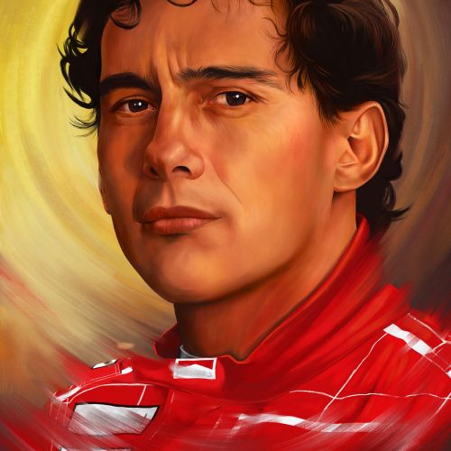 Portrait of Brazilian motorsports driver Ayrton Senna
