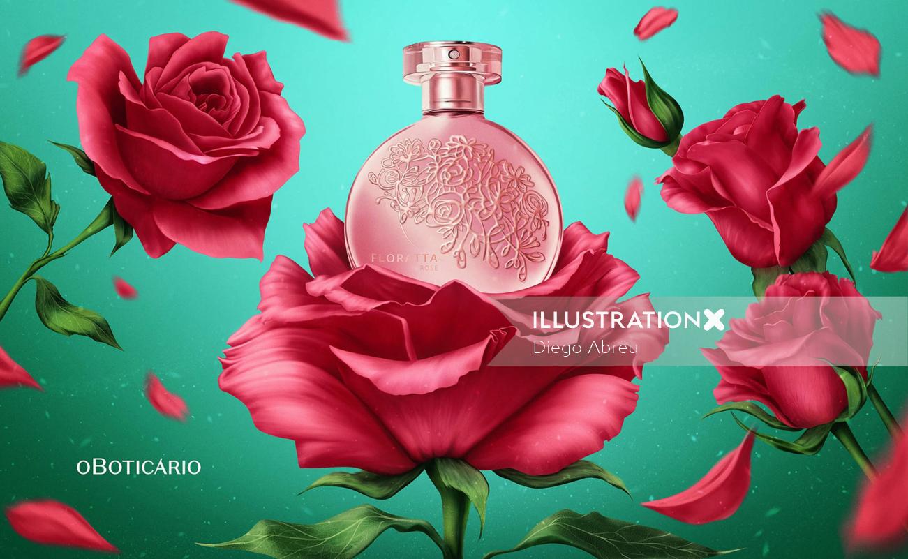 La conception de l&#39;emballage du parfum Floratta Rose