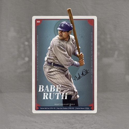 Card illustration of Babe Ruth for an NFT project