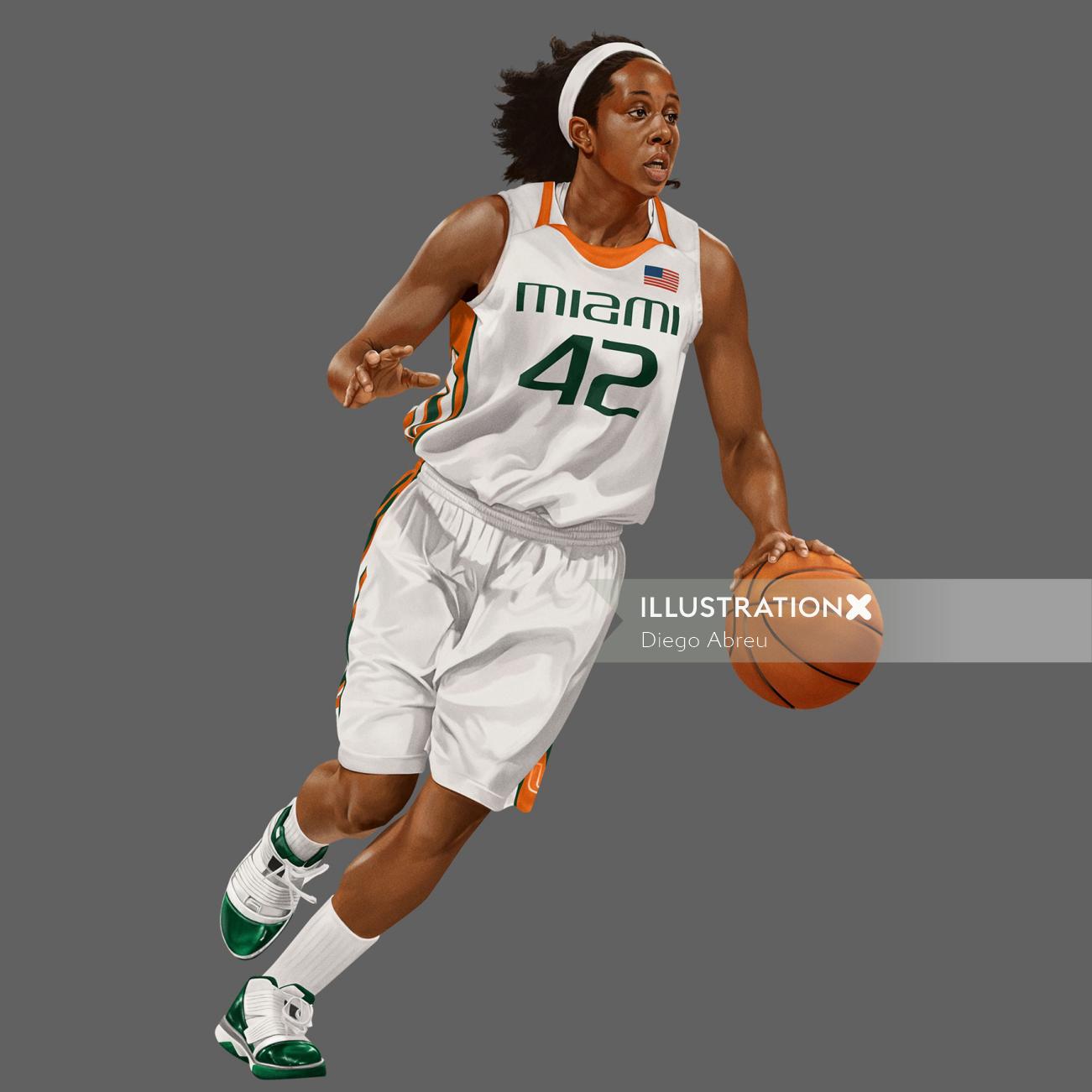 Digital imagery of woman basketballer
