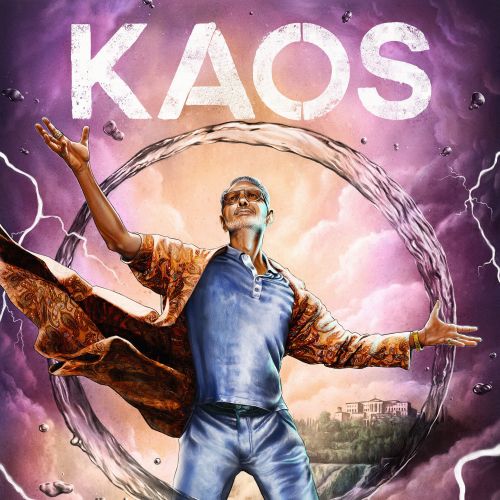Konzeptposter für die Kaos-Serie von Diego Abreu mit Mann und Blitz