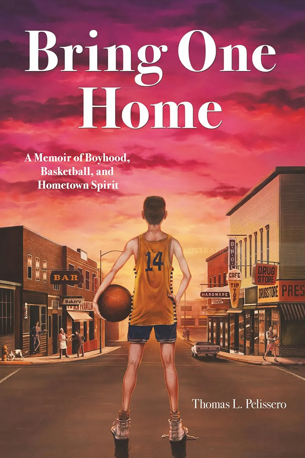 Book cover of a boy with a basketball in a small town street by Diego Abreu