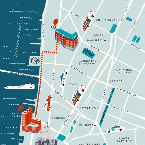 Lower Manhattan map illustration