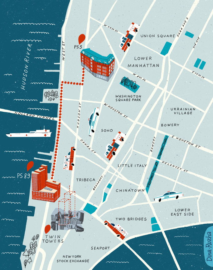 Ilustração do mapa de Lower Manhattan