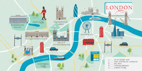 Ilustração do mapa de Londres por Dina Ruzha