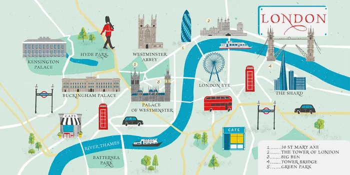 Ilustração de lugares e localização de Londres