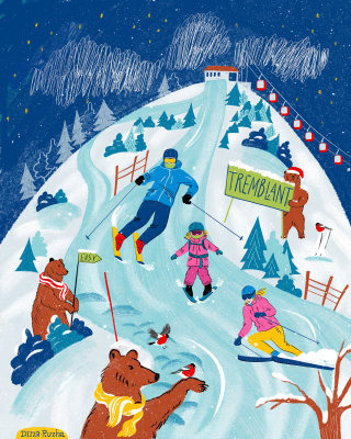 El dibujo de Dina Ruzha para un rompecabezas de esquí.