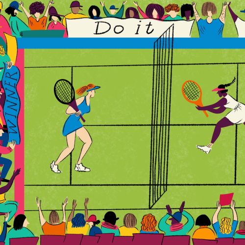 Tennis court line and color drawing