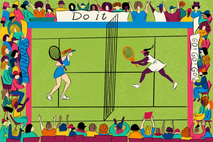 Linha de quadra de tênis e desenho colorido