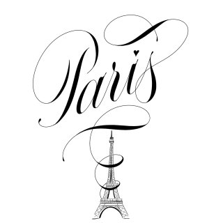 エレガントな文字で描かれたパリのスカイライン