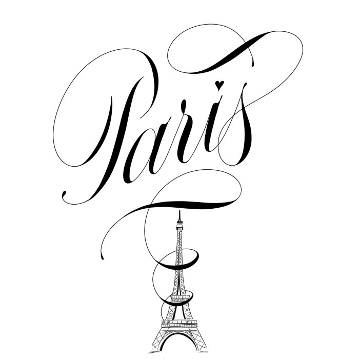 Horizonte de Paris em letras elegantes