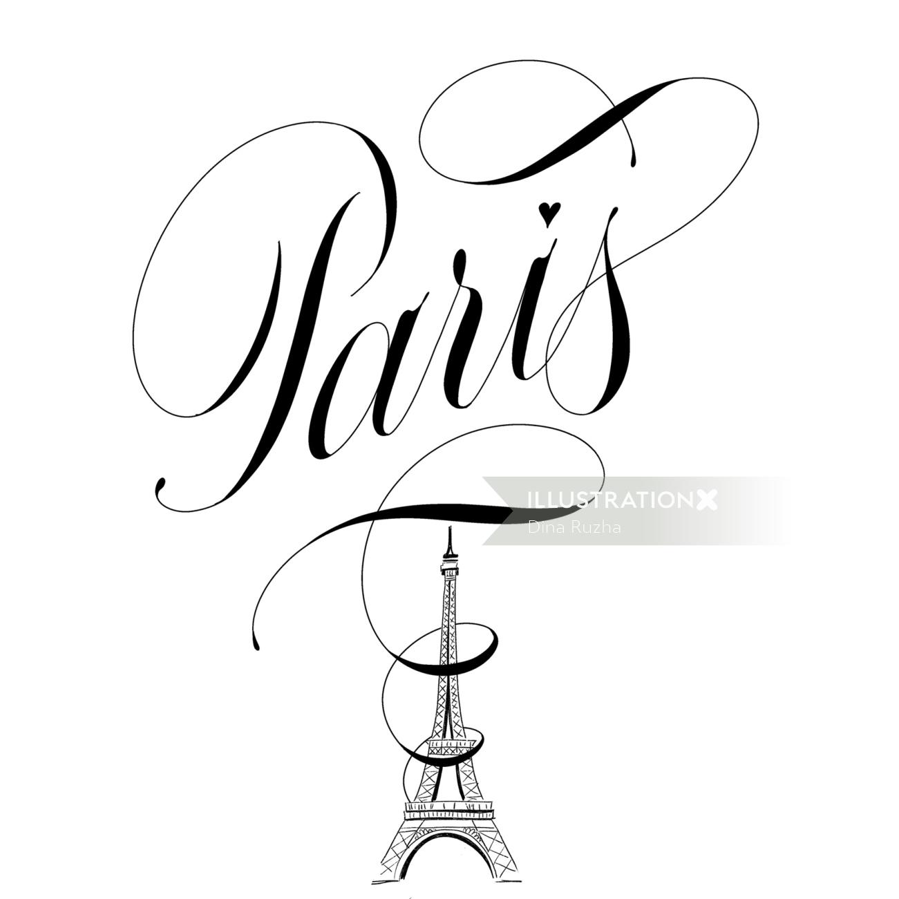 Paris skyline in elegant lettering