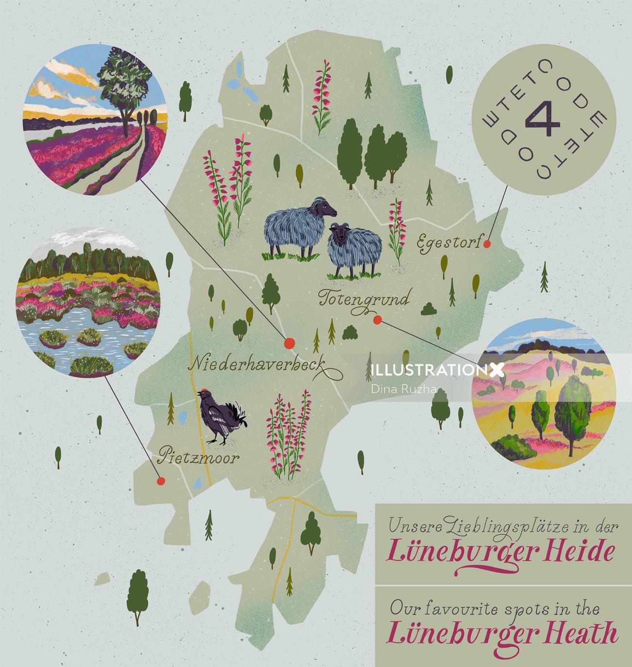 Mapa do Lüneburger Heide