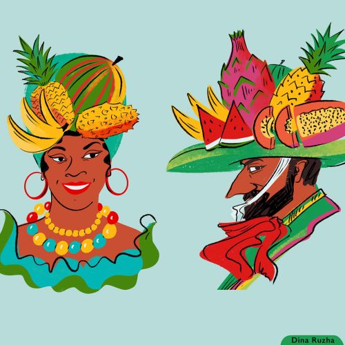 Cuban characters for the tropical juice packaging