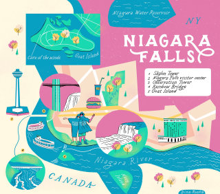 Carte éditoriale des chutes du Niagara